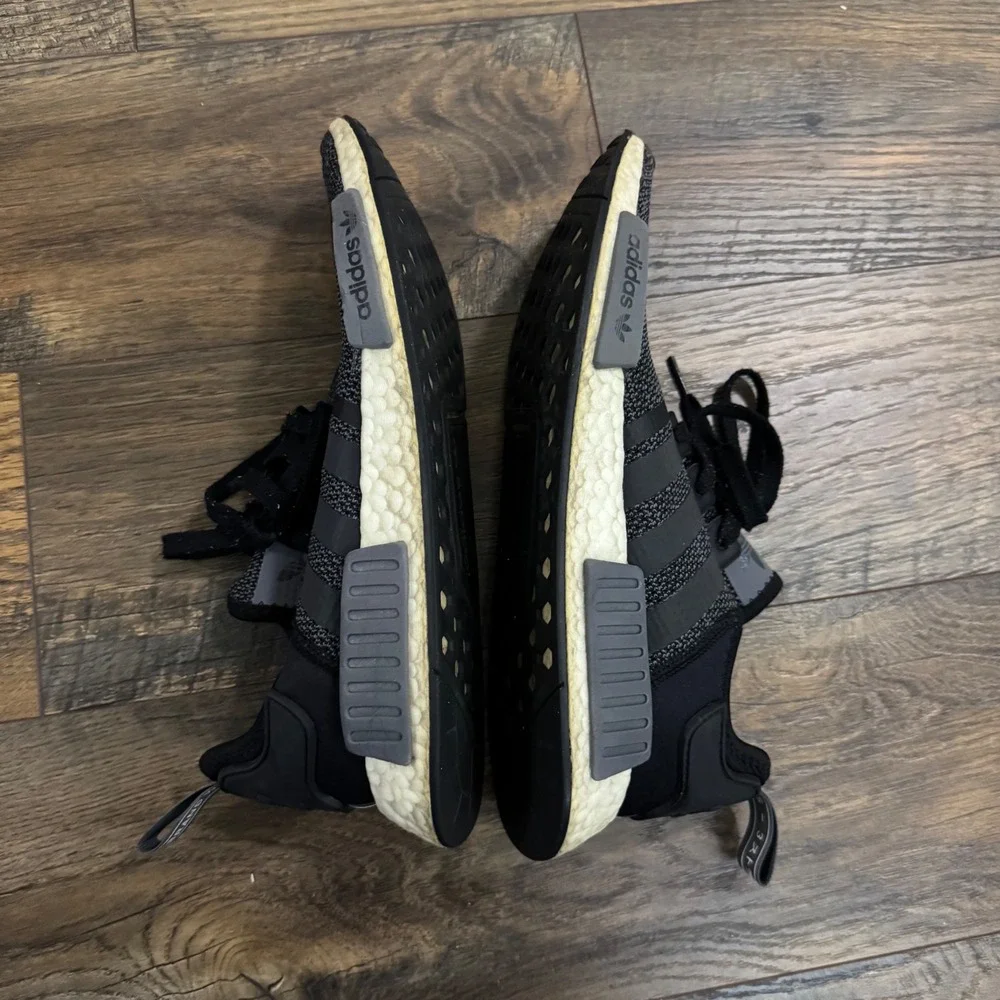 Adidas NMD R1 Black Gray Boost‎ Sneakers Running Shoes Mens 10.5 B79758